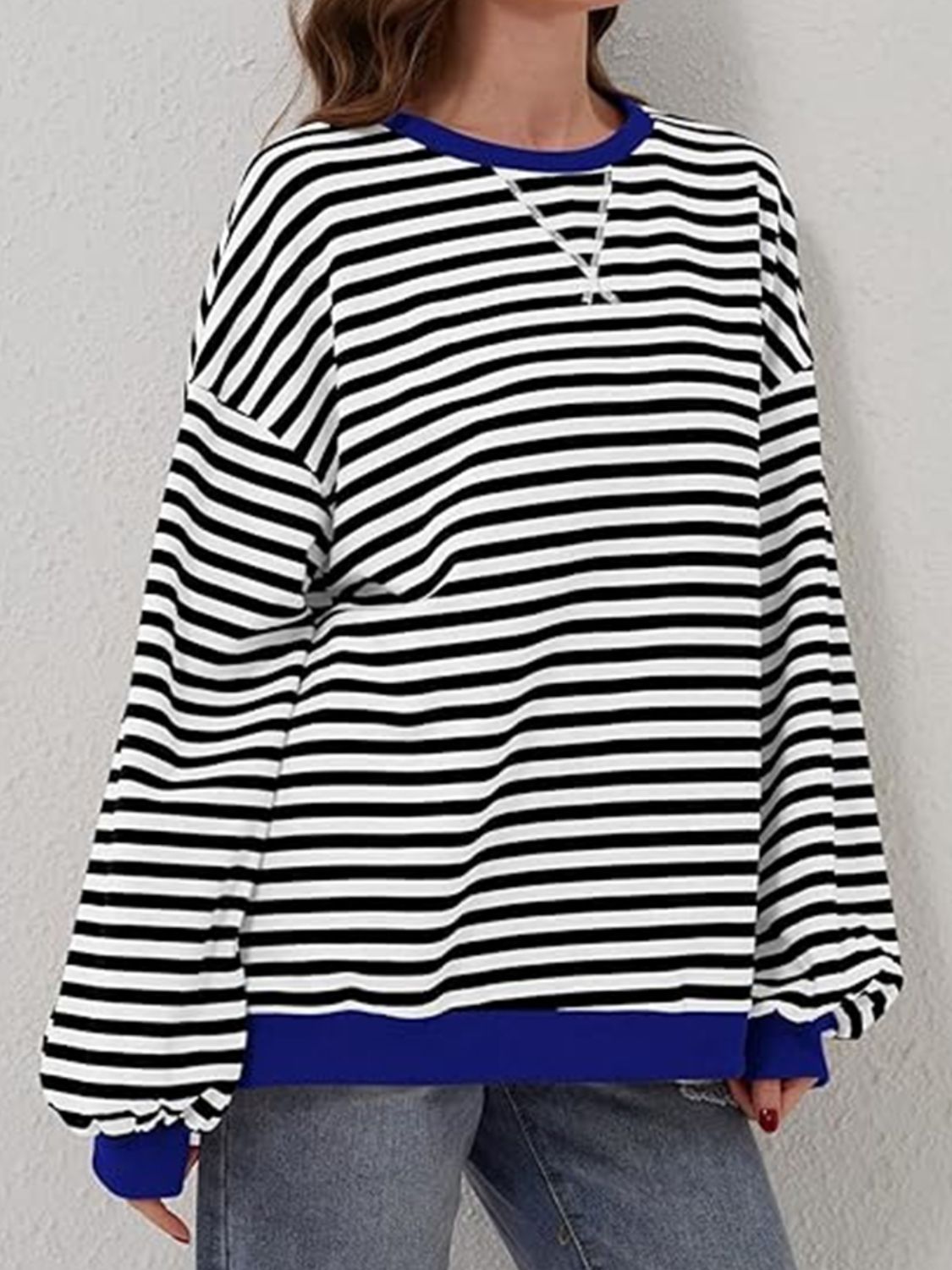 Striped Round Neck Long Sleeve T-Shirt