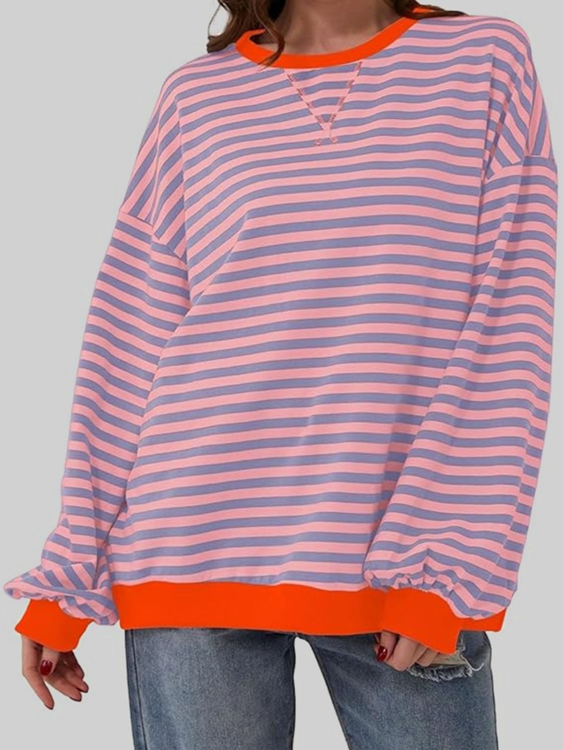 Striped Round Neck Long Sleeve T-Shirt