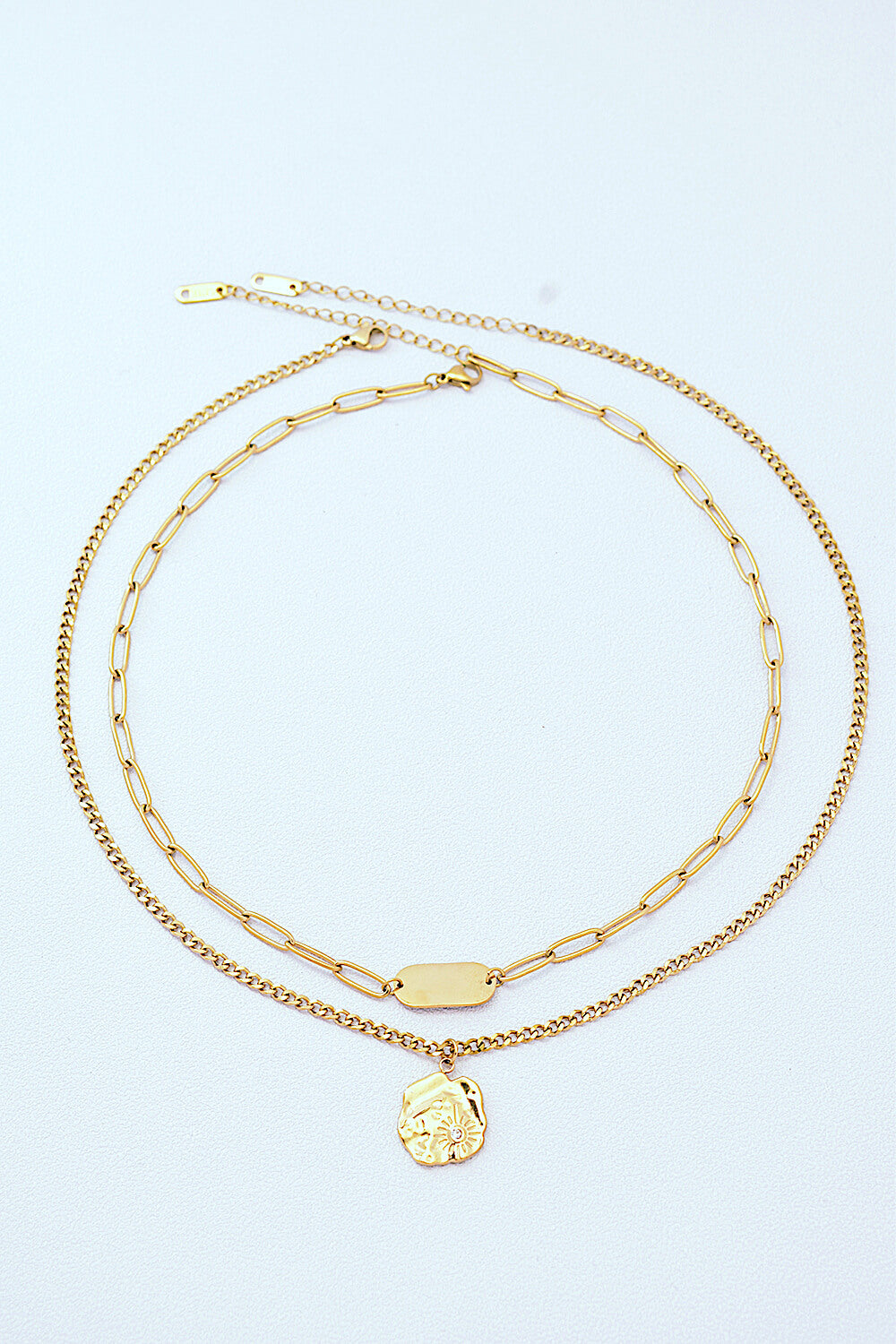 Gold-Plated Double-Layered Pendant Necklace