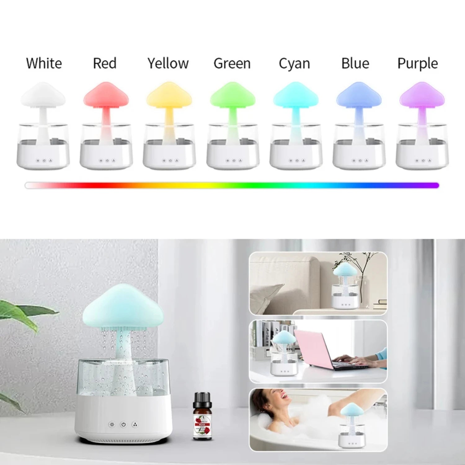 Enhance your space with a Mushroom Rain Cloud Air Humidifier Diffuser