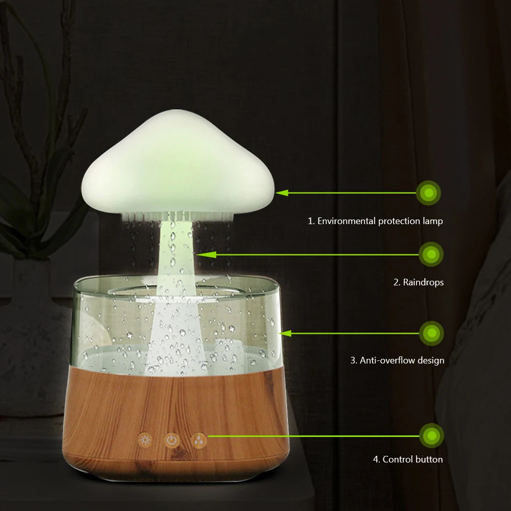 Enhance your space with a Mushroom Rain Cloud Air Humidifier Diffuser