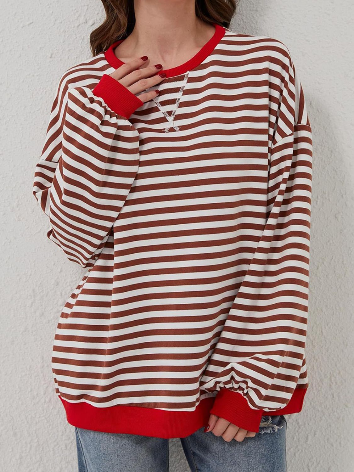 Striped Round Neck Long Sleeve T-Shirt